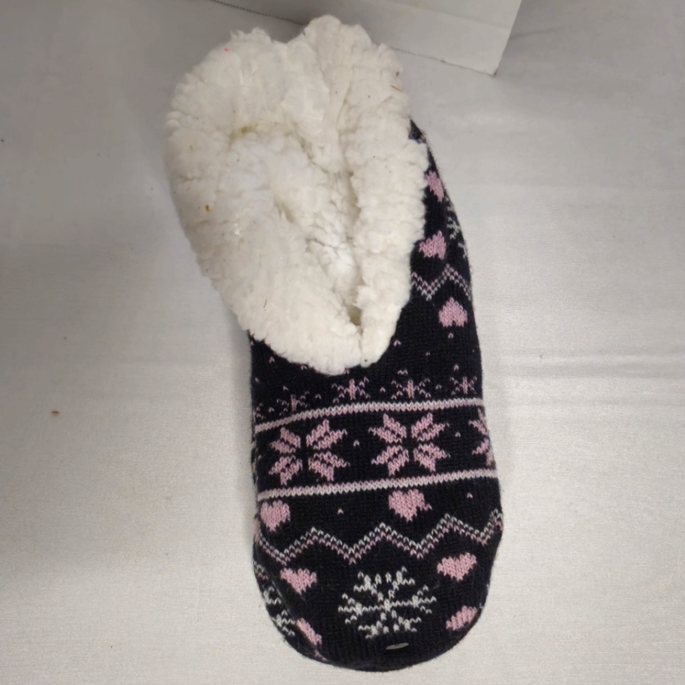 Cozy Black and Pink Knit‎ Slipper Sock